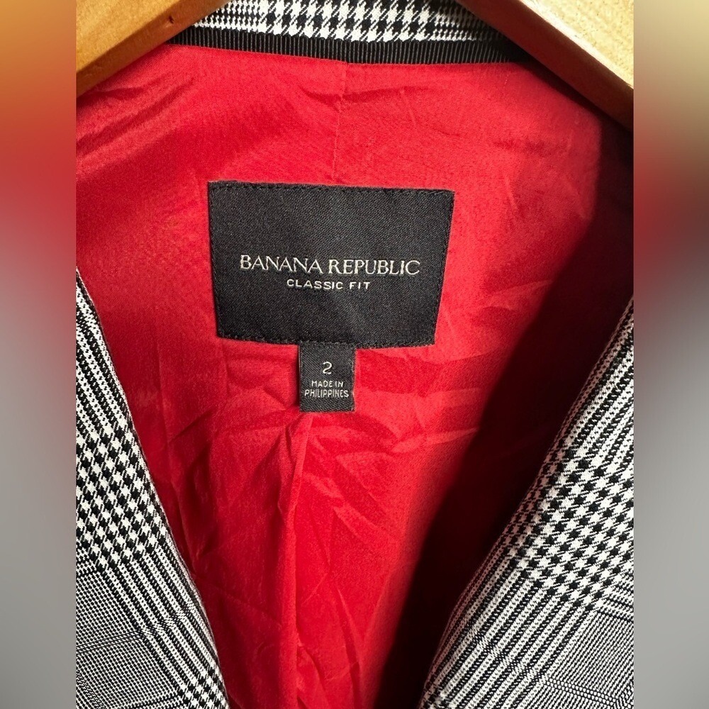 Banana Republic Blazer Size 2 Grey/Black/White with Red Lining - Picture 7 of 8